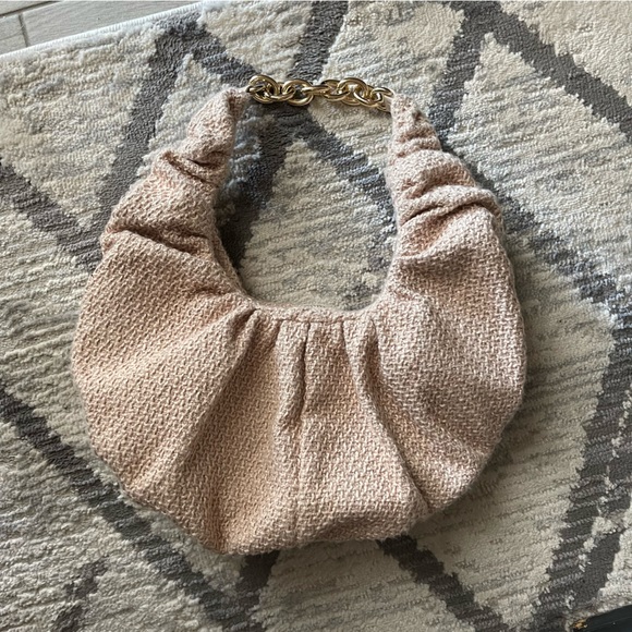 Zara | Beige Tweed Chain Shoulder Bag - Picture 1 of 3